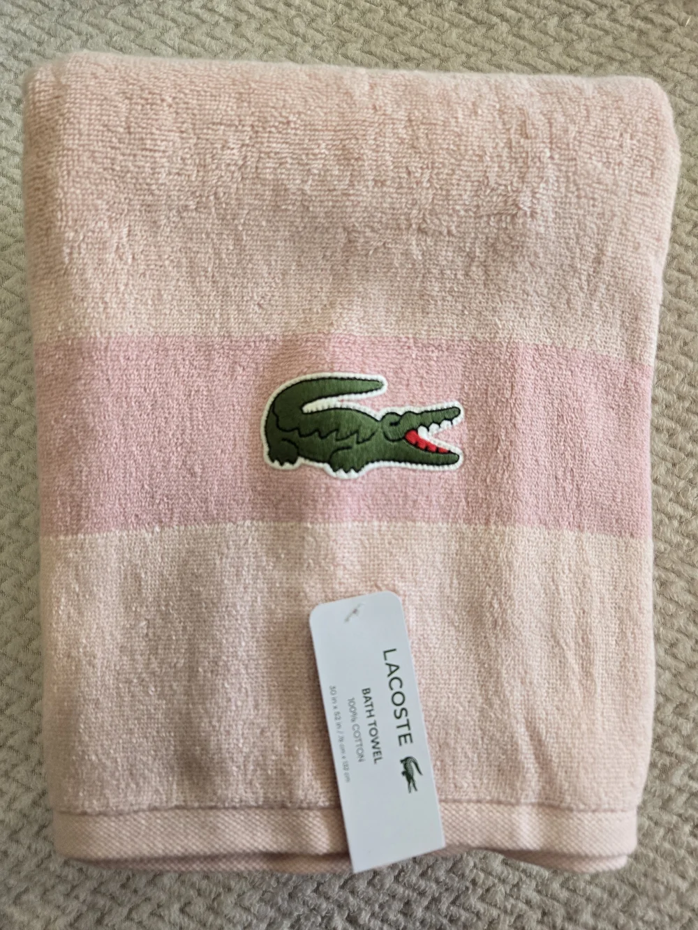 Lacoste Pink Bath Towel Set of 2 | 100% Cotton | New